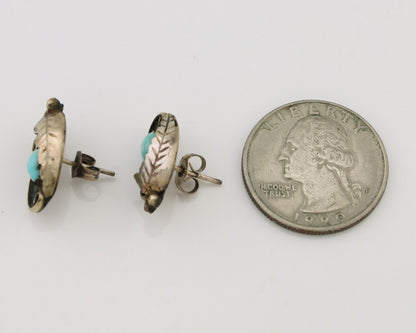 Navajo Earrings 925 Silver Natural Turquoise Native American Artist C.80's