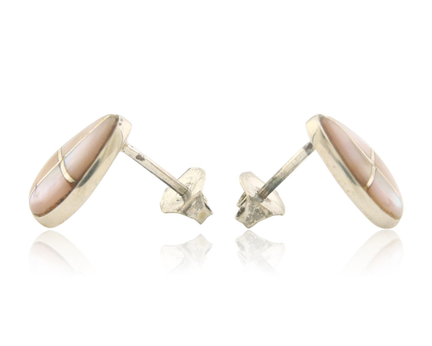 Navajo Earrings 925 Silver Pink Mussel Native American Artist C.80's