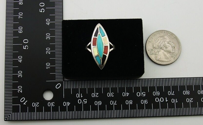 Navajo Ring 925 Silver Turquoise Shell Onyx Spiney Oyster Native Artist C80's