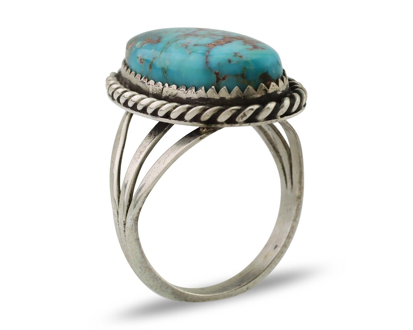 Navajo Ring 925 Silver Natural Turquoise Native American Artist C.80's