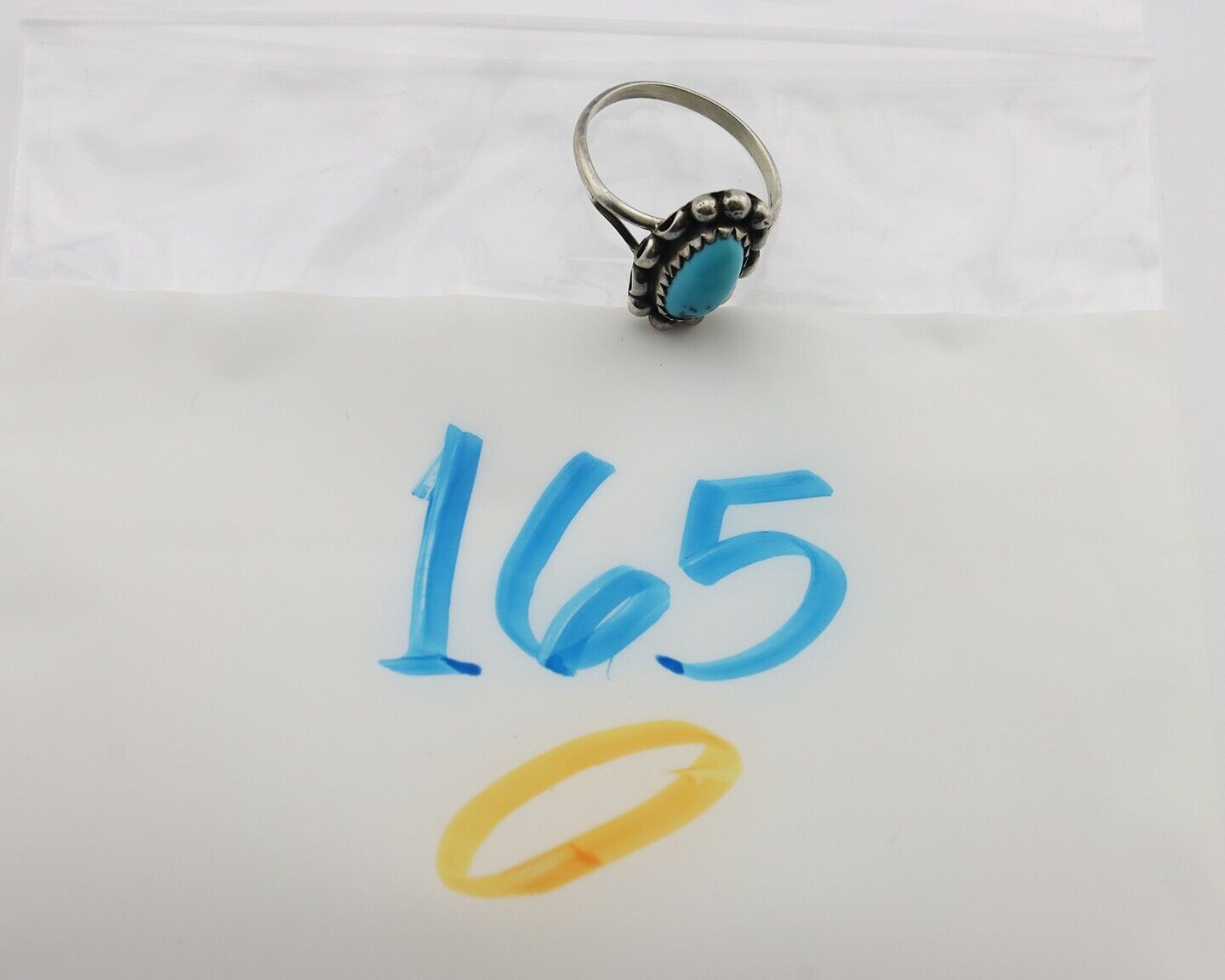 Navajo Ring 925 Silver Sleeping Beauty Turquoise Signed SkyStone Creations C80s