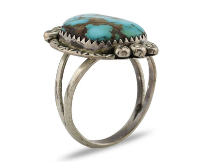 Navajo Ring 925 Silver Blue Turquoise Artist Signed Roy Buck C.80's