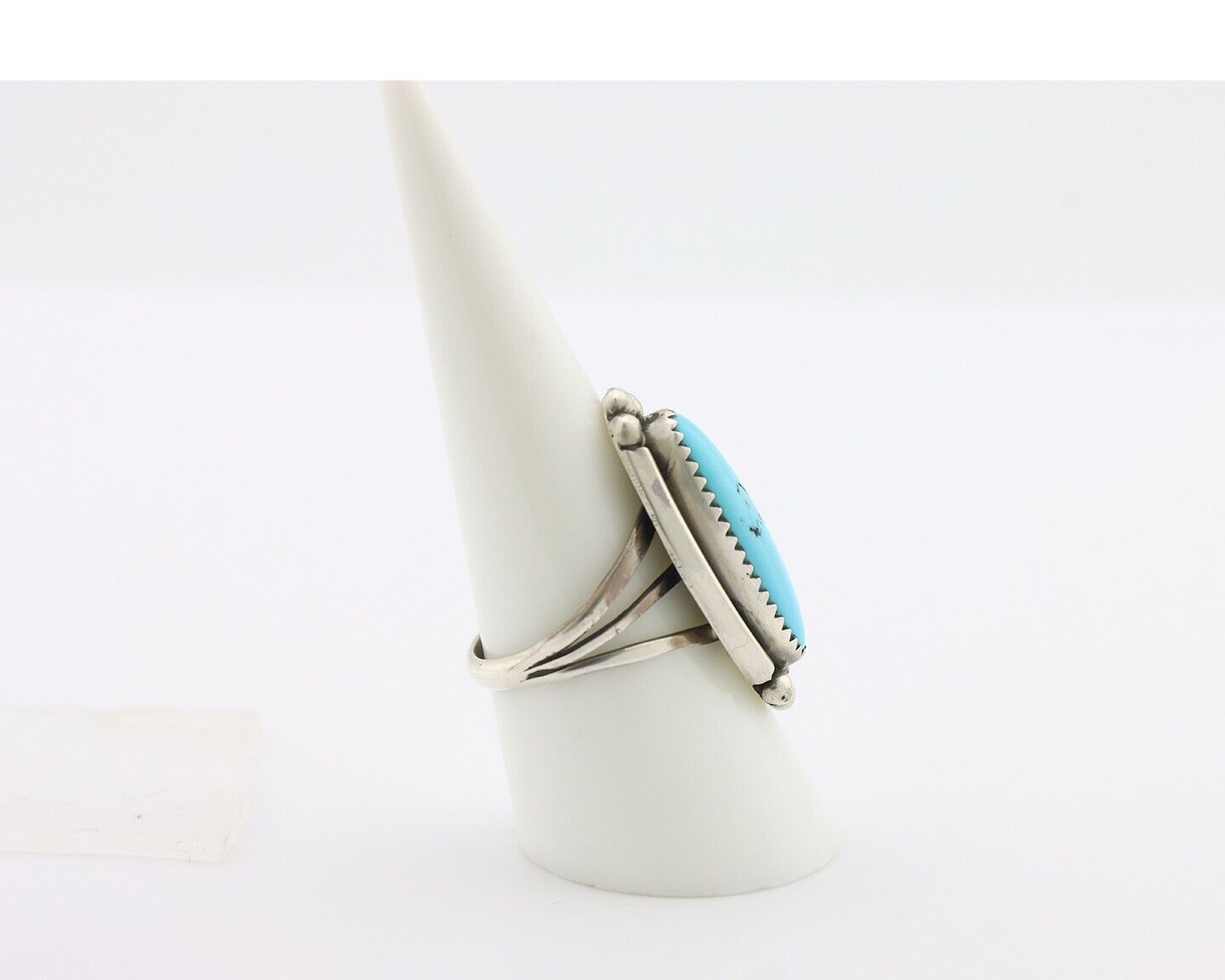 Navajo Ring .925 Silver Sleeping Beauty Turquoise Signed SkyStone Creations C80s