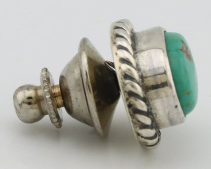 Navajo Tie Tack 925 Silver Natural Mined Turquoise Native American Artist C.80's