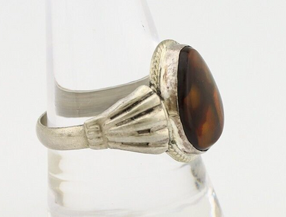 Navajo Handmade Ring 925 Silver Natural High Grade Fire Opal Native Artist C.80s