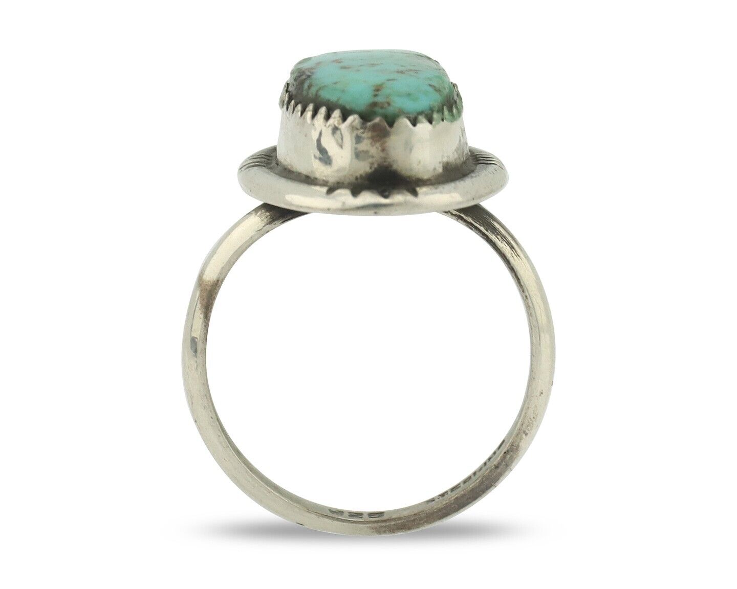 Navajo Ring .925 Silver Natural Blue Turquoise Native American Artist C.80's