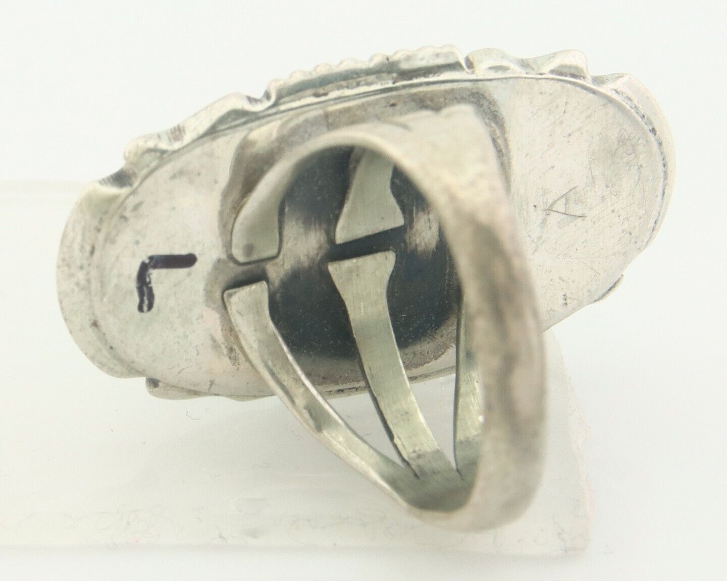 Navajo Ring 925 Sterling Turquoise Handmade Native Artist C.80's Size 6.0