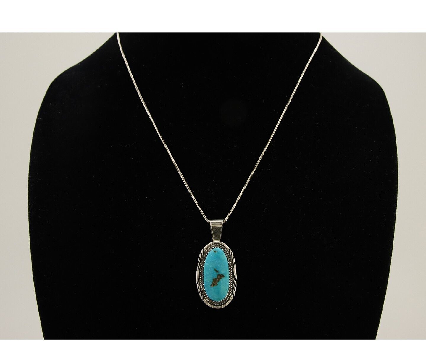 Navajo Necklace 925 Silver Natural Turquoise Artist Signed Mike Begay C.80's