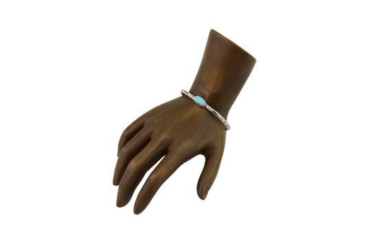 Navajo Hand Stamped Cuff Bracelet Turquoise 925 Silver Native American Artist