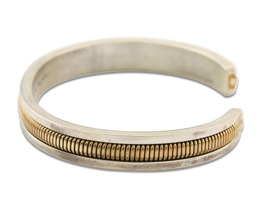 Navajo Bracelet 925 Silver & 12k Yellow Gold Filled Signed TAHE C.80's