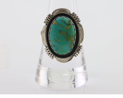 Navajo Ring 925 Silver Natural Turquoise Signed Leonard & Marian Nez C.80's