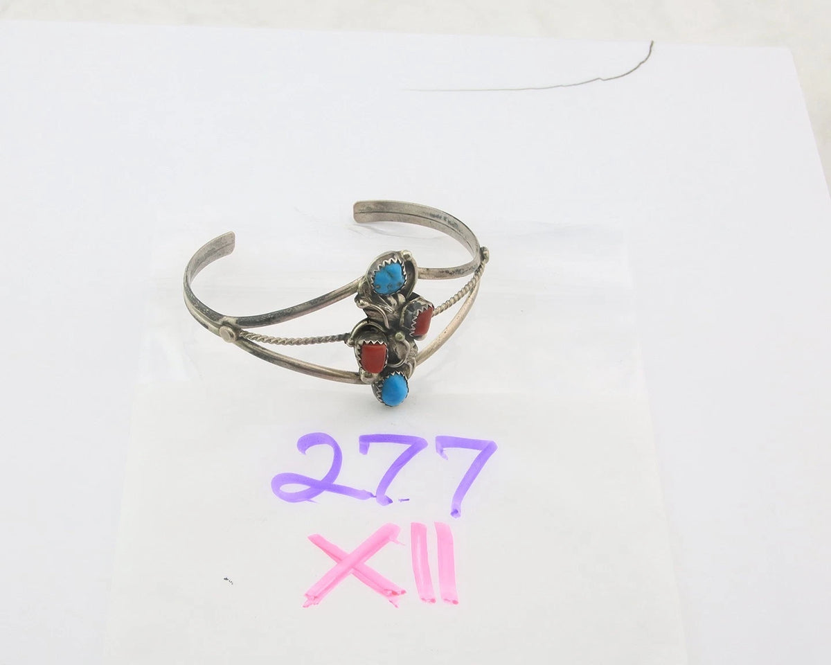 Navajo Cuff Bracelet Sterling Silver Natural Gemstone Vintage Native American