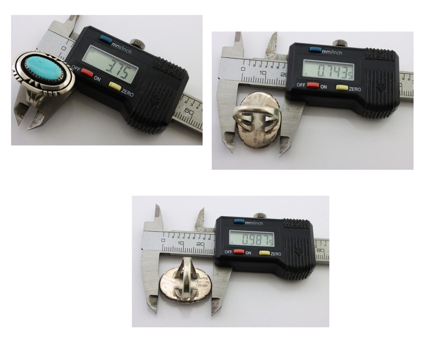 Navajo Ring 925 Silver Turquoise Signed William Denetdale Size 6.25 C.80's