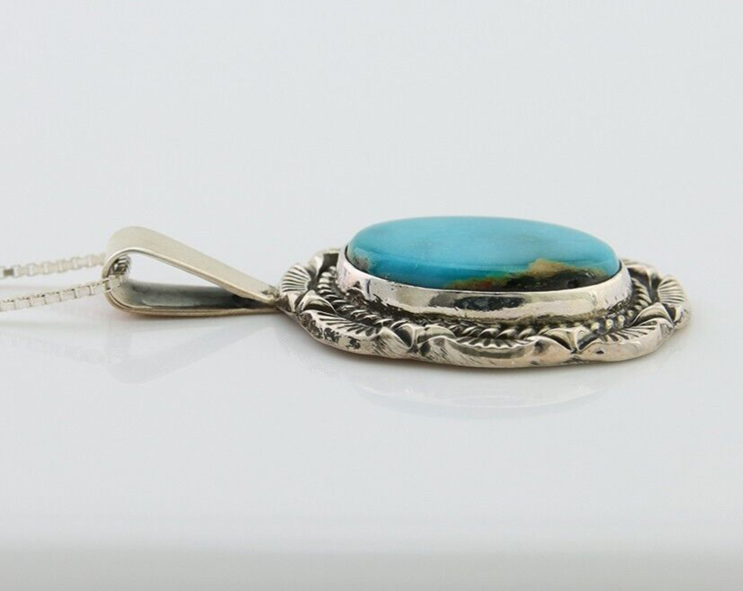 Navajo Necklace 925 Silver Blue Gem Turquoise Artist Signed Mike Begay C.80s