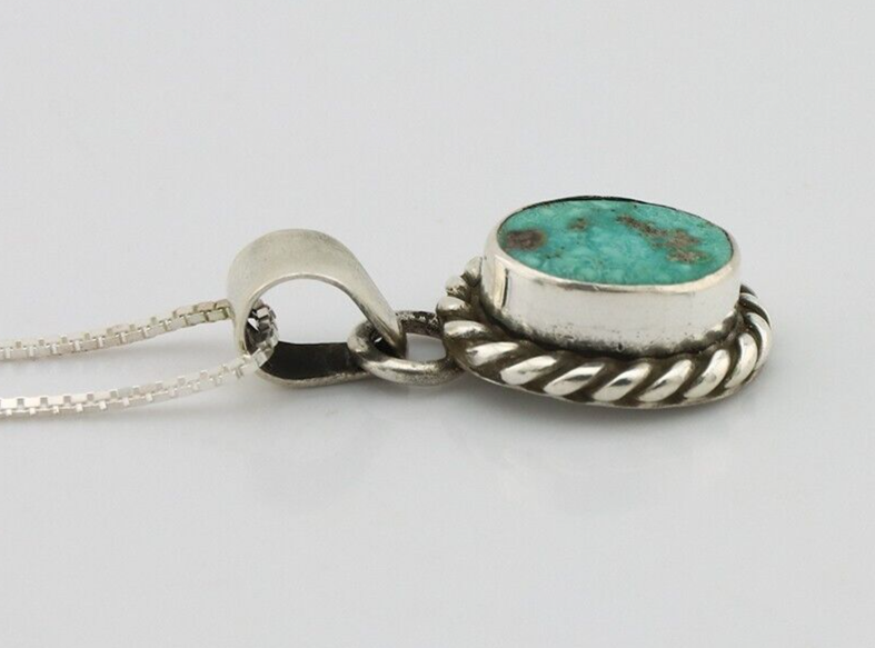 Navajo Necklace 925 Silver Natural Kingman Turquoise Native Artist C.2008