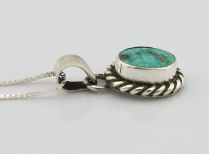 Navajo Necklace 925 Silver Natural Kingman Turquoise Native Artist C.2008