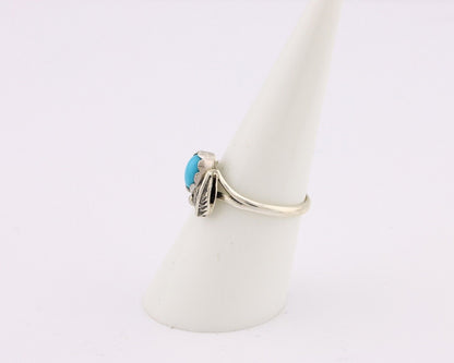 Navajo Ring .925 Silver Sleeping Beauty Turquoise Native American Artist C.80's