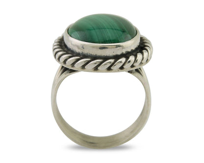 Navajo Ring 925 Silver Natural Malachite Native American Artist C.80's