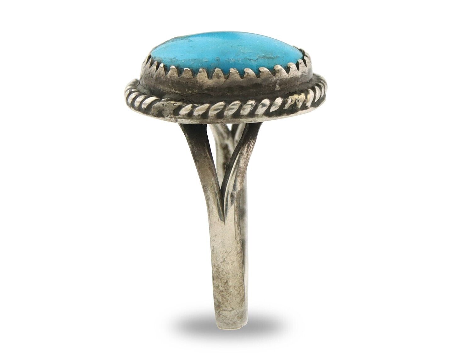 Navajo Ring 925 Sterling Natural Mined Arizona Turquoise C.80's Size 6.0