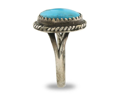 Navajo Ring 925 Sterling Natural Mined Arizona Turquoise C.80's Size 6.0
