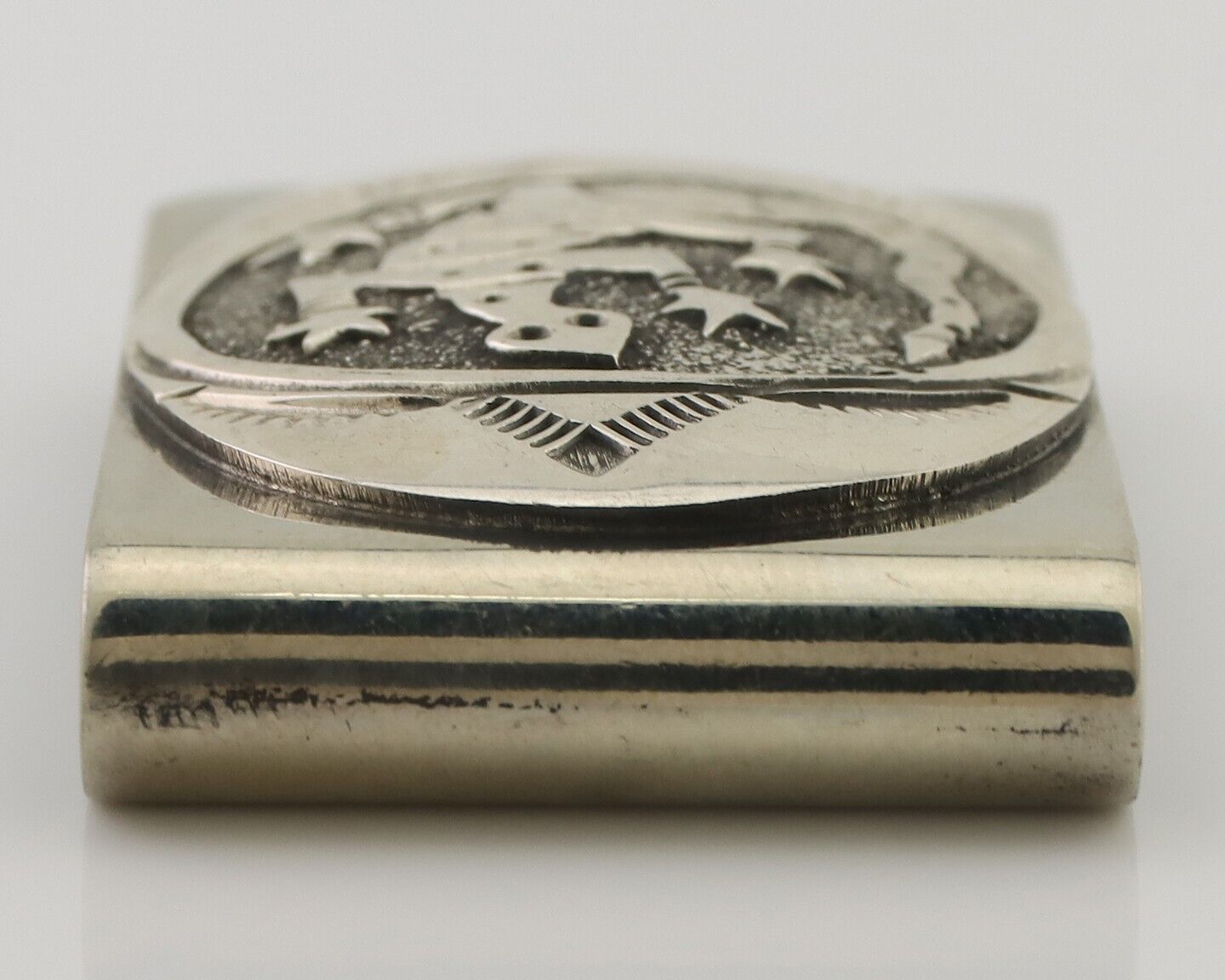 Navajo Lizard Money Clip .925 Silver & .999 Nickle Signed Gibson Gene C.80's