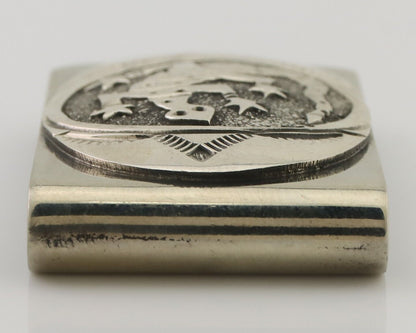 Navajo Lizard Money Clip .925 Silver & .999 Nickle Signed Gibson Gene C.80's