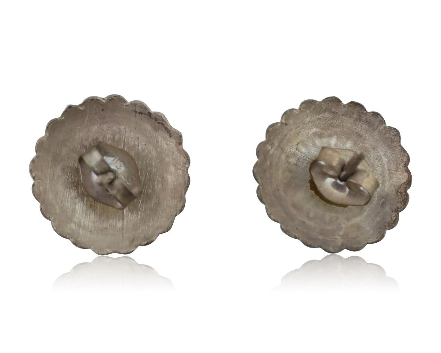 Navajo Small Shield Earrings 925 Silver Native American Artist C.80's