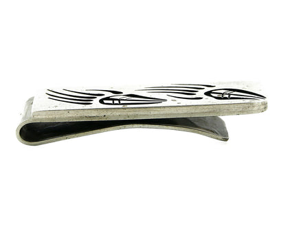 Navajo Money Clip .925 Silver & Nickle Hand Stamped Floyd Naminga