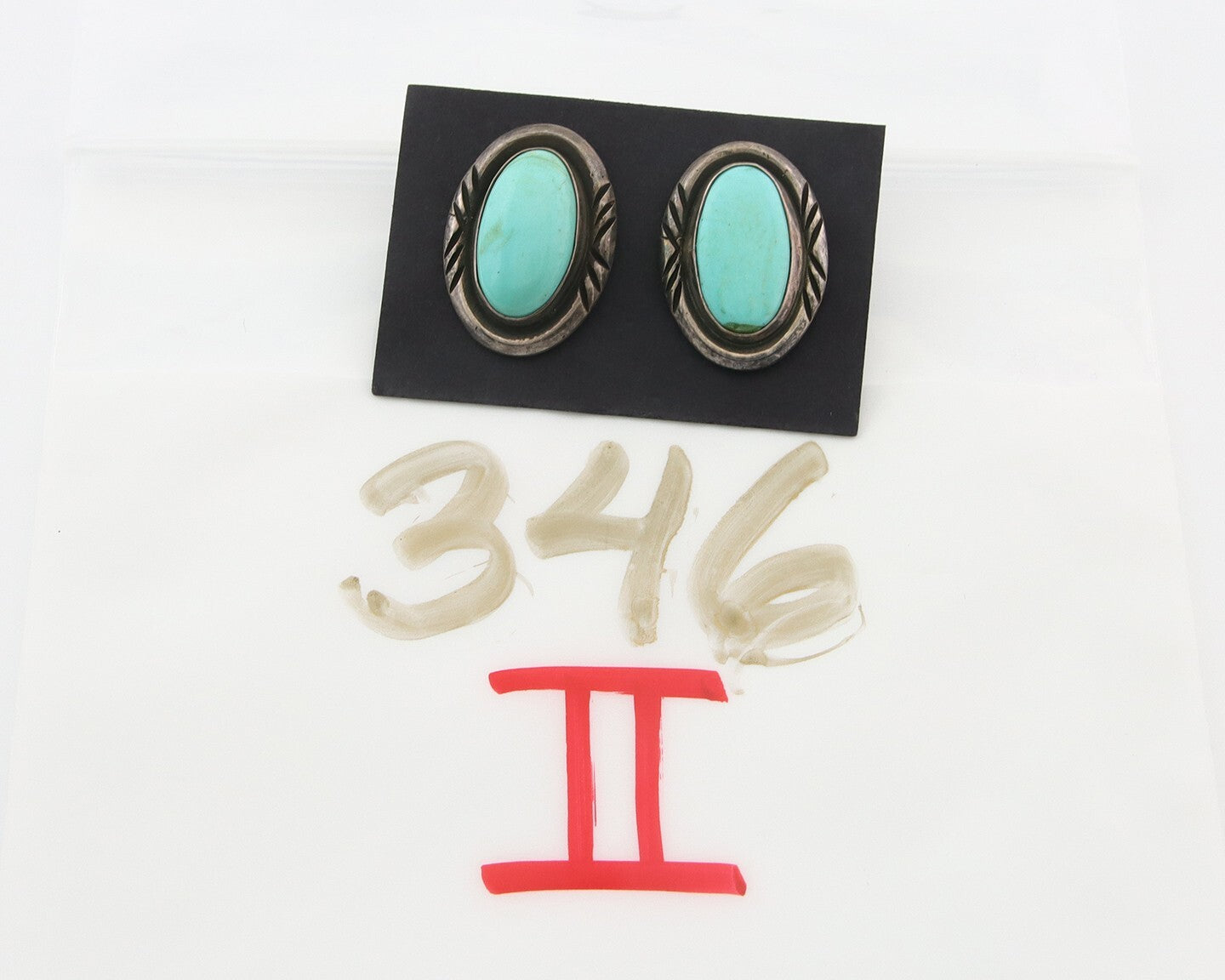 Navajo Dangle Earrings 925 Silver Natural Turquoise Native American Artist C.80s