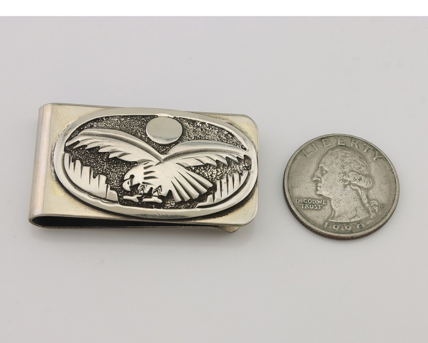 Navajo Eagle Money Clip .925 Silver & .999 Nickle Signed Gibson Gene C.80's