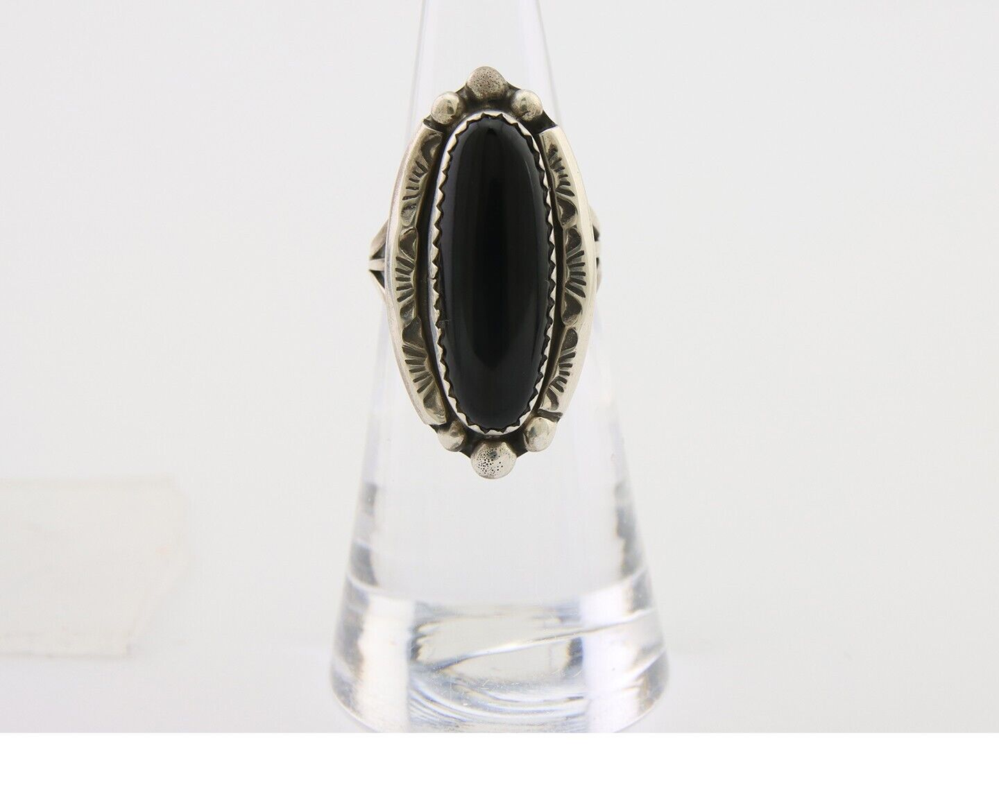 Navajo Handmade Ring 925 Silver Black Onyx Artist Signed SC C.80's