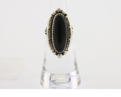 Navajo Handmade Ring 925 Silver Black Onyx Artist Signed SC C.80's