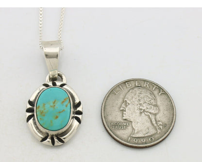 Navajo Necklace 925 Silver Arizona Turquoise Handmade Signed Gecko C.90's