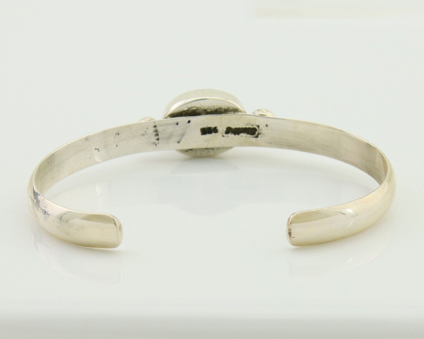 Navajo Cuff Bracelet Blue Turquoise 925 Silver Native American Artist C.80's