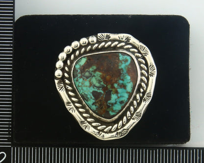 Navajo Ring 925 Sterling Turquoise Handmade Native Artist C.80's Size 5.5