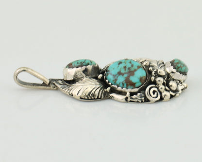 Navajo Pendant 925 Silver Natural Bisbee Turquoise Signed Tom Willeto C.80's