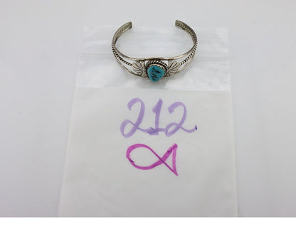 Navajo Bracelet 925 Silver Sleeping Beauty Turquoise Native American Artist C80s