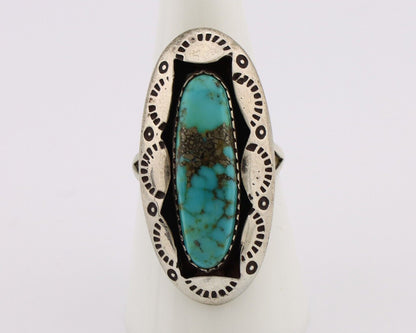 Navajo Ring 925 Silver Natural Kingman Turquoise Native American Artist C.80's