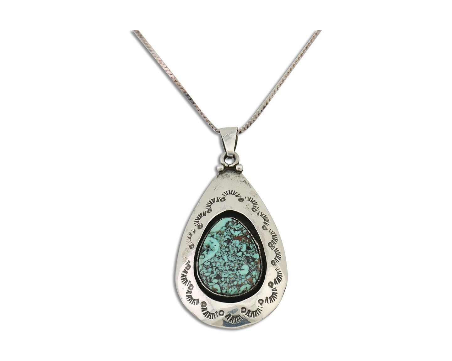 Navajo Necklace 925 Silver Natural Blue Turquoise Artist Tony Guerro C.80's