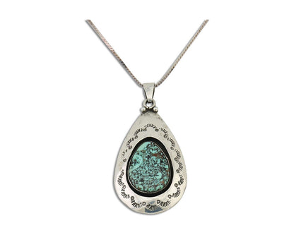 Navajo Necklace 925 Silver Natural Blue Turquoise Artist Tony Guerro C.80's