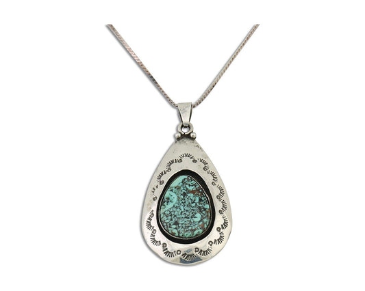 Navajo Necklace 925 Silver Natural Blue Turquoise Artist Tony Guerro C.80's