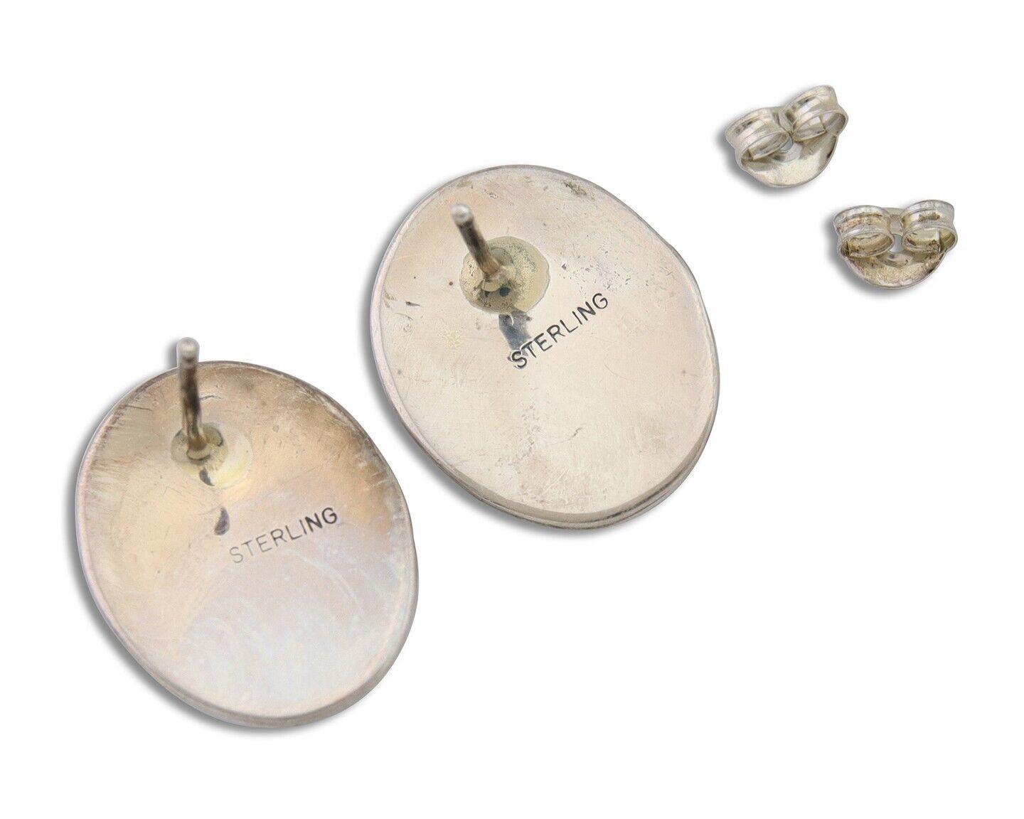 Navajo Paw Earrings 925 Silver Blue Denim Lapis Native American Artist C.80's