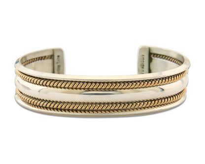 Navajo Bracelet 925 Silver & 12k Yellow Gold Filled Signed TAHE C.80's