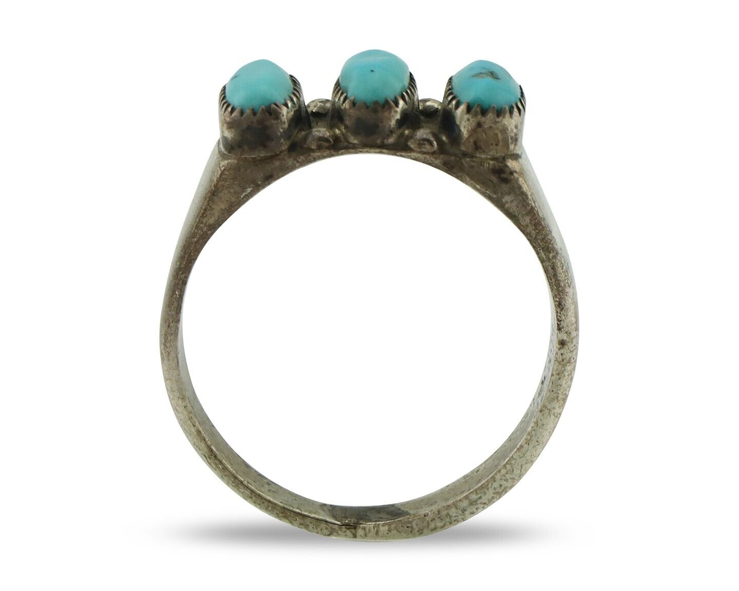 Zuni Ring .925 Silver Natural Sleeping Beauty Turquoise Signed R. LULE C.80's