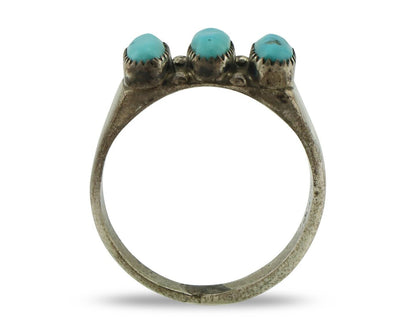 Zuni Ring .925 Silver Natural Sleeping Beauty Turquoise Signed R. LULE C.80's