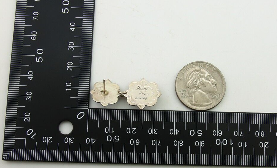 Navajo Earrings 925 Silver Turquoise & Coral Artist Signed Mary Ellen C.80's