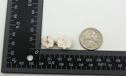 Navajo Earrings 925 Silver Turquoise & Coral Artist Signed Mary Ellen C.80's