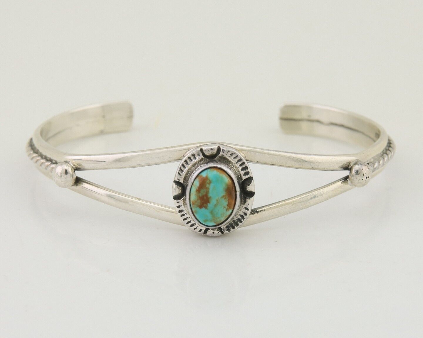 Navajo Bracelet 925 Silver Blue Turquoise Artist Signed Gecko C.80's