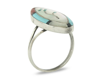 Vintage Zuni Ring 925 Sterling Silver Natural Gemstone Signed A Size 8.0