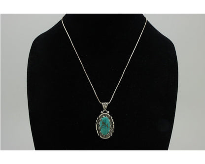 Navajo Necklace 925 Silver Natural Turquoise Sun Stamp C.80s